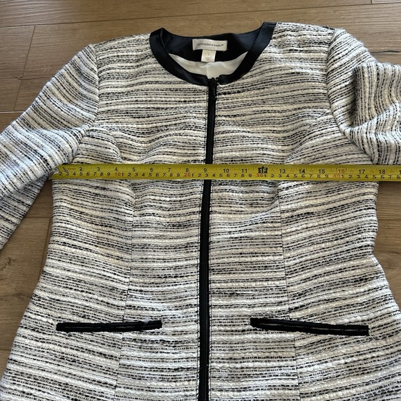 Women's Christopher & Banks Tweed Formal Blazer Jacket White‎ Black Small Dressy - Picture 8 of 9